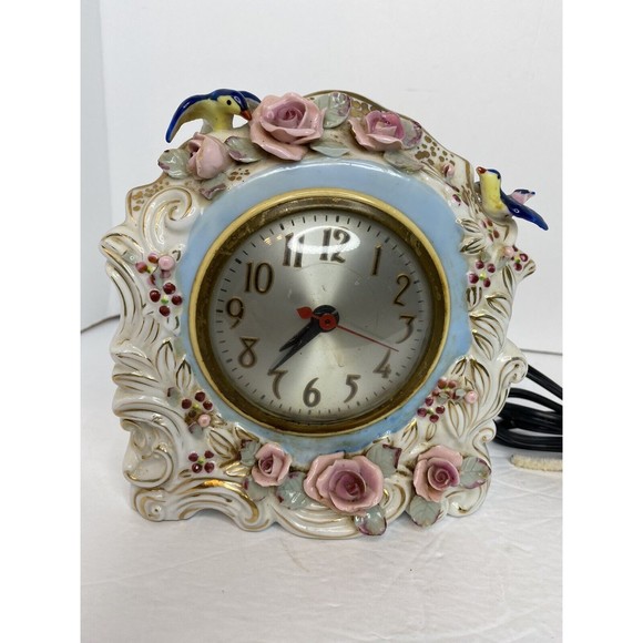 VTG. OCCUPIED JAPAN SC PORCELAIN CLOCK HANDPAINTED - Picture 14 of 15